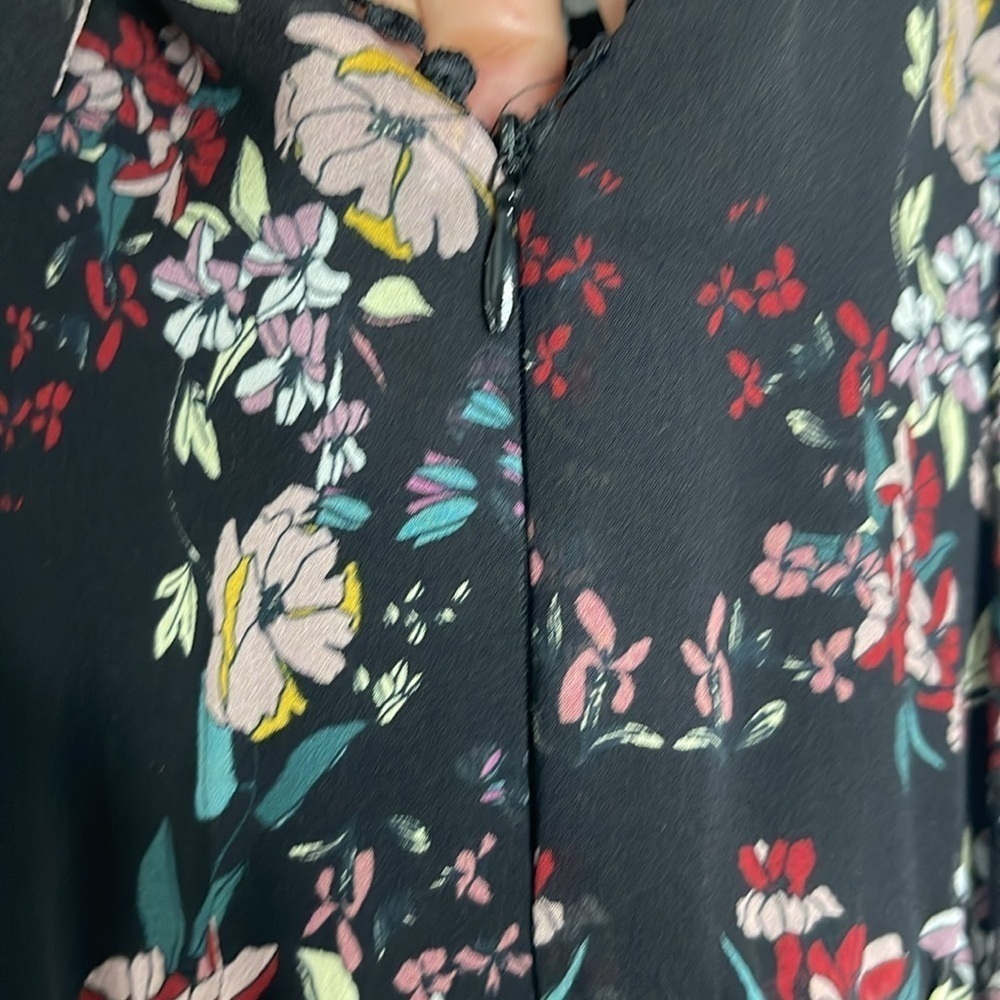 Nicholas Black Floral Print Silk Cold-Shoulder Bell Sleeve Midi Dress Size 8 - Picture 10 of 14